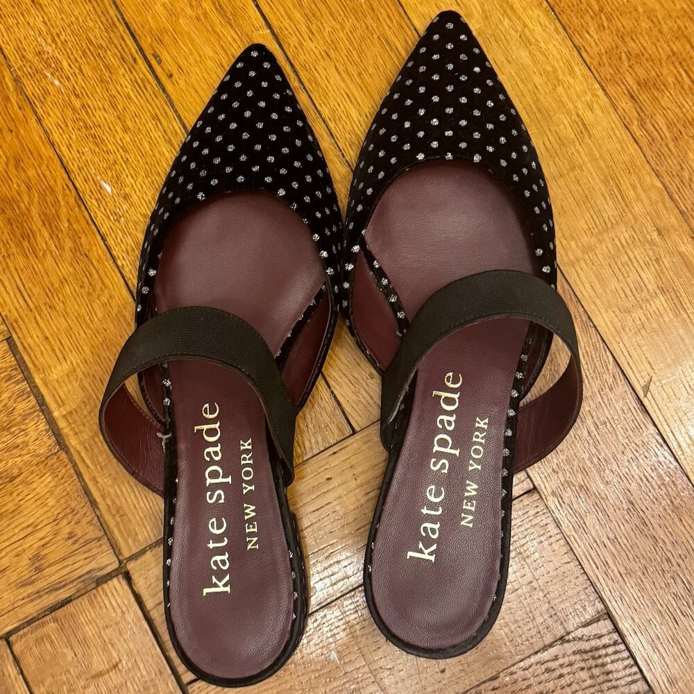 Kate Spade Sparkly Silver and Black Polka Dot Shoes Size 8.5 - Barely Used